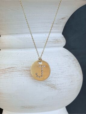 Roberto Coin 18K Yellow Gold Diamond Tiny Treasures Initial J Disc Necklace